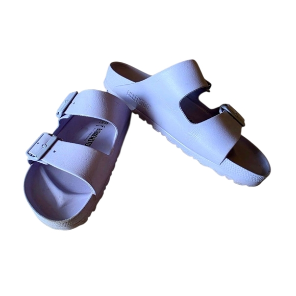 Birkenstock Arizona Essentials Lavender Rubber Sandals Size 37 Sldes Comfort - Picture 1 of 9
